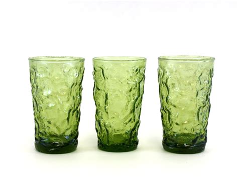 Vintage Avocado Green Lido Juice Glasses By Littleredhenvintage