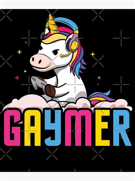 Rainbow Unicorn Gaymer Lgbtq Gay Gamer Game Gaming Photographic Print