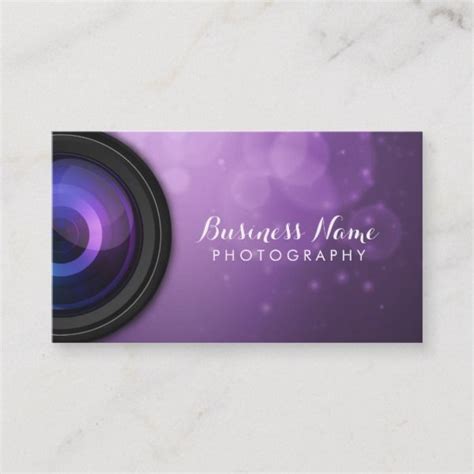 Elegant Purple Background Modern Photography Business Card