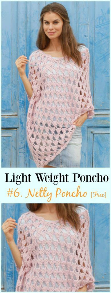 Light Weight Spring Summer Poncho Free Crochet Patterns