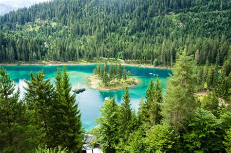Caumasee In Switzerland Lake With Turquoise Water Stock Image Image