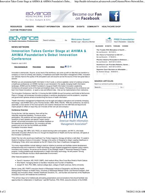 Fillable Online Ahimafoundation Innovation Takes Center Stage At Ahima