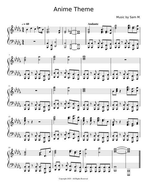 Download printable piano sheet music by one click! Anime Theme Sheet music for Piano (Solo) | Musescore.com
