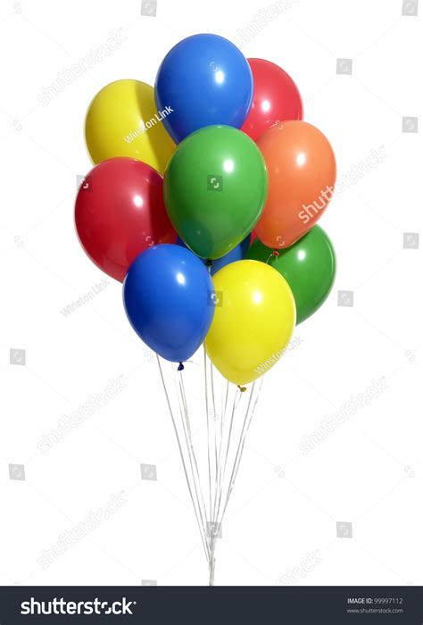 Bunch Colorful Helium Balloons Clipping Path Stock Photo 99997112