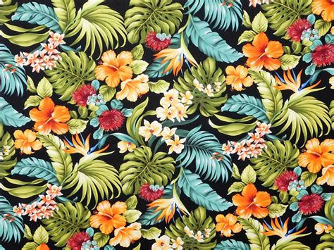 Floral Fabric Tropical Print Cotton By Hawaiianfabricnbyond