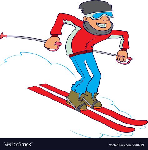 Cartoon Skier Royalty Free Vector Image Vectorstock