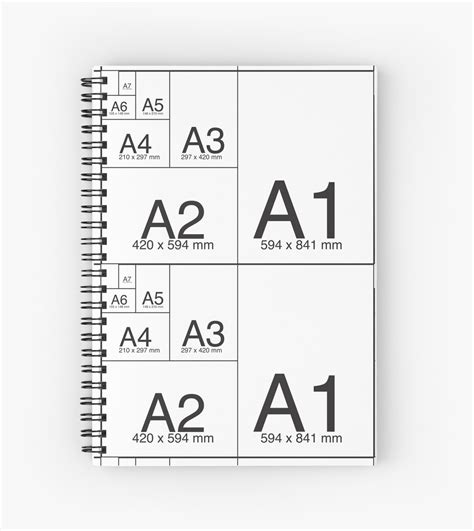 Paper size standards govern the size of sheets of paper used as writing paper, stationery, cards, and for some printed documents. "A1 A2 A3 A4 A5 A6 A7 reminder" Spiral Notebooks by ...
