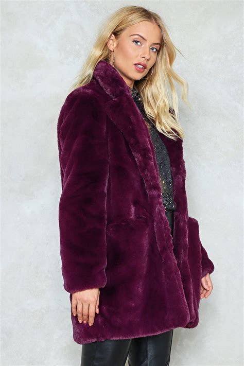 Nasty Gal Oversized Faux Fur Coat Oversized Faux Fur Coat In Purple Lyst