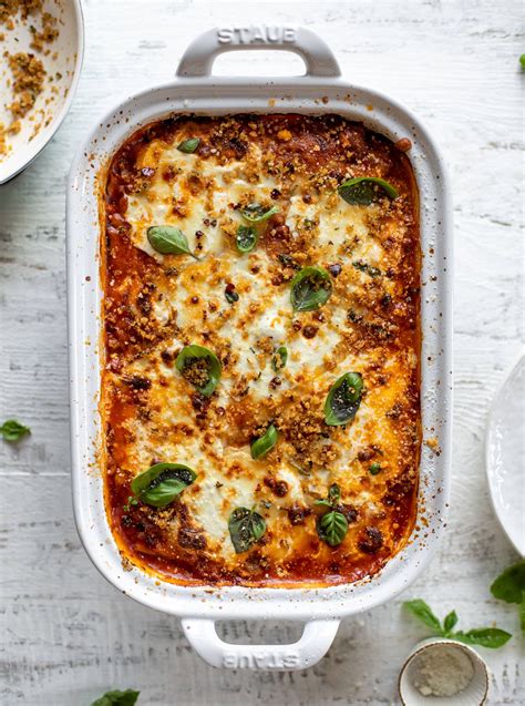 Zucchini Lasagna Bolognese With Spicy Basil Breadcrumbs Recipe