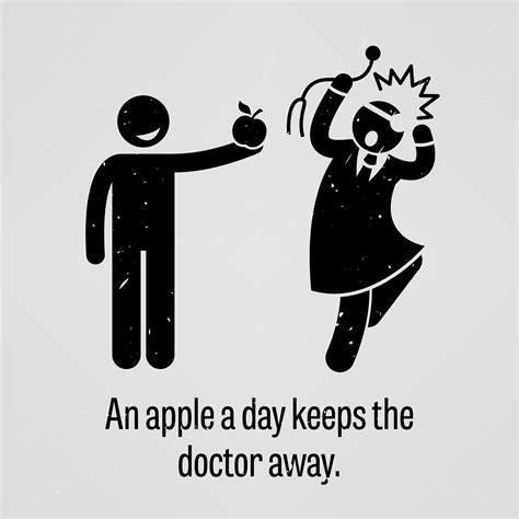 An Apple A Day Keeps The Doctor Away Funny Version Stick Figure