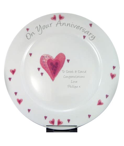 Personalised Hearts Anniversary Plate Just For Ts