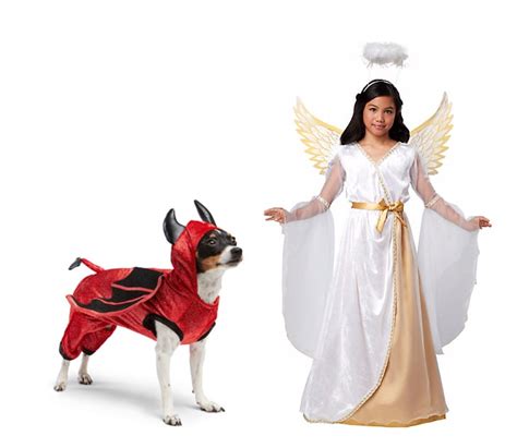 Angel And Devil Halloween Costumes For Kids And Their Pet Dogs