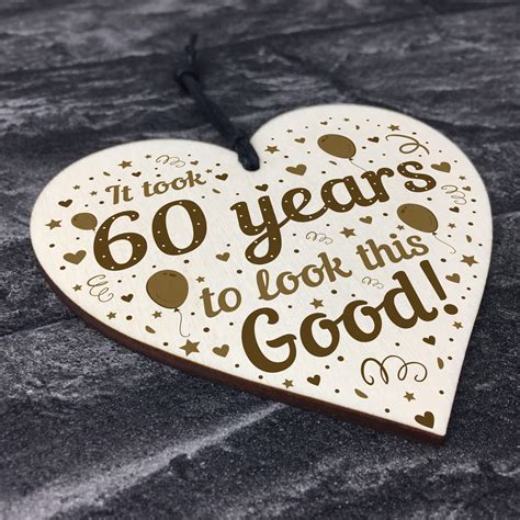 Funny 60th Birthday Ts For Women Men Wooden Heart 60th Birthday