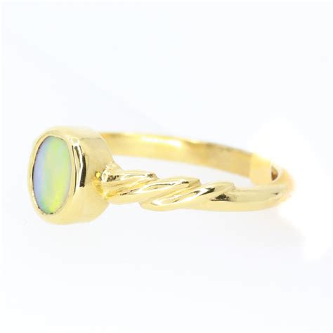 18ct Yellow Gold Solid Opal Ring Allgem Jewellers