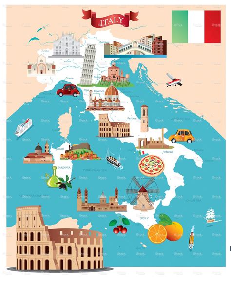 Cartoon Map Of Italy