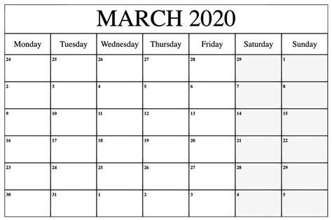 Free Printable Calendar March 2020 Large Sheet Free Printable Calendar