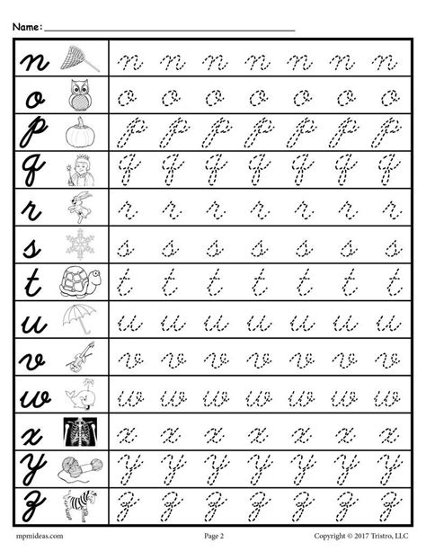 Tracing Cursive Alphabet Practice Sheets Trace And Write Lowercase