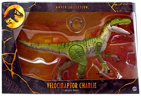 Mattel Jurassic World Amber Collection Velociraptor Charlie Action Figure Set 3 Pieces