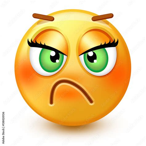 Cute Anamused Face Emoticon Or 3d Angry Emoji Showing Dissatisfaction