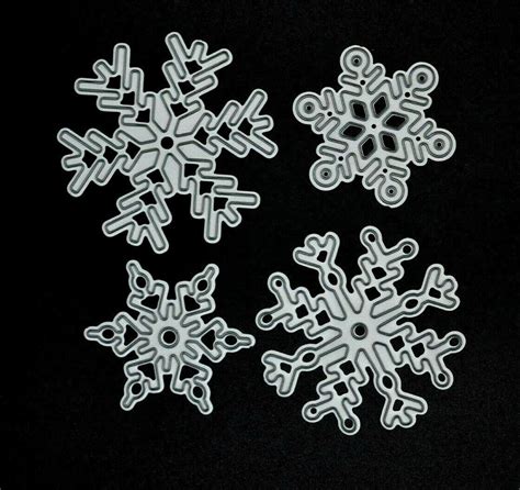 4 Snowflakes Metal Cutting Dies Winter Christmas Card Etsy