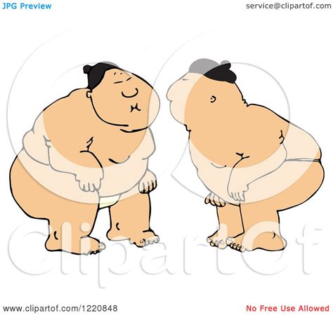 Clipart Of Sumo Wrestlers Facing Each Other Royalty Free Vector Illustration By Djart 1220848
