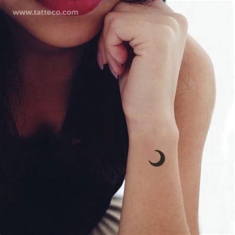 Black Crescent Moon Temporary Tattoo Set Of 3 In 2021 Moon Tattoo