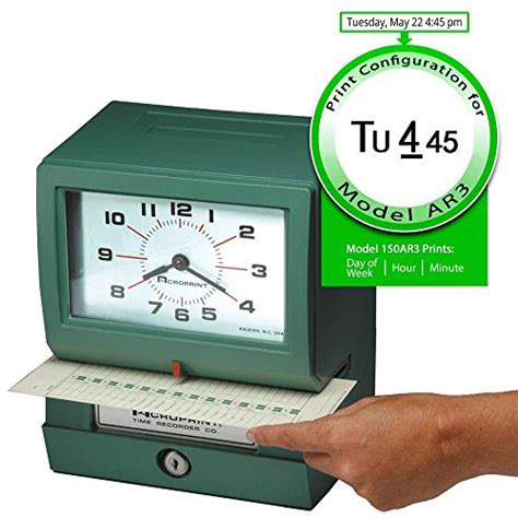 Acroprint Model 150ar3 Heavy Duty Automatic Time Recorder Prints Day