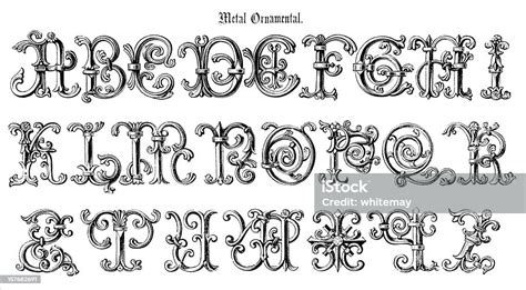 Metal Ornamental Capital Letters Alphabet Stock Vector Art And More