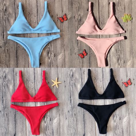 Aliexpress Com Buy 2018 Hot Sexy Brazilian Solid Bikinis Women