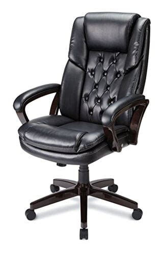 Leather chair is black with a. On Sale Realspace(R) Caldwell Executive High-Back Bonded ...