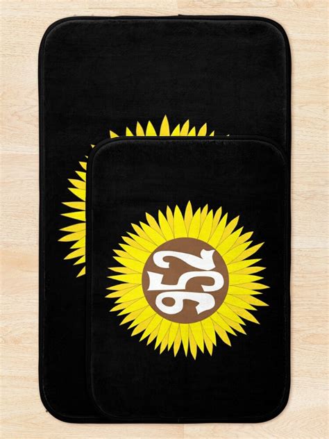 Hand Drawn Minnesota Sunflower 952 Area Code Bath Mat For Sale By