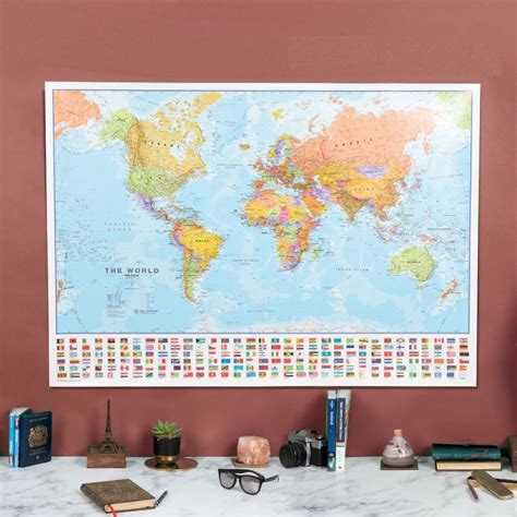 World Political Laminated Wall Map With Flags Accessories From Maps Porn Sex Picture