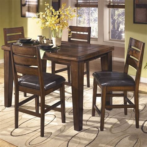 Ashley Larchmont Piece Wood Counter Height Dining Set In Brown Walmart Com