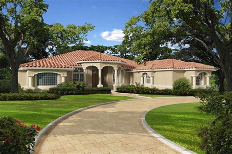 Mediterranean house plans offer low, red tiled roofs, pastel stucco exteriors, and spacious interiors with clean lines, soft arches, and columns. Florida Style Floor Plan - 5 Bedrms, 4.5 Baths - 5565 Sq ...