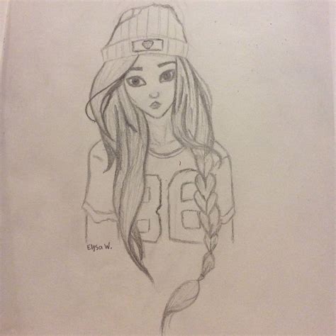 Girl With A Beanie ️ ~ Elysa W Animal Drawings Girl Drawing Drawings