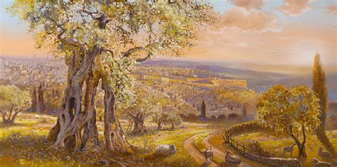 Old Jerusalem Behind The Olive Tree Alex Levin Ner Art Gallery