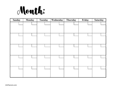 Printable Blank Monthly Calendar Excel Templates Blank Monthly