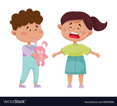 Friendly Little Boy Comforting His Crying Friend Vector Image