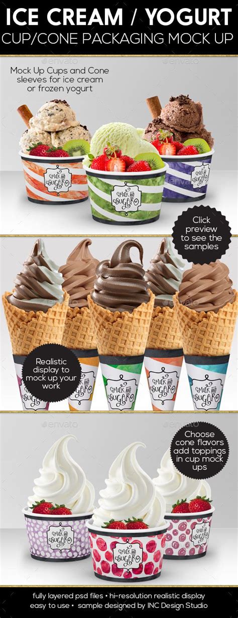 packaging mock  ice cream yogurt cup cone ice cream cups packaging ice cream cup