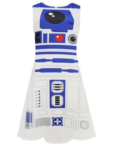 Star Wars R2d2 Costume Dress Womens Ladies Cosplay Droid White