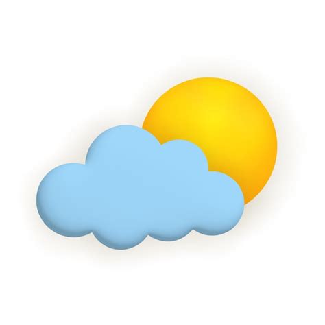 Sol Y Nube Lindo Clima Icono Realista 3d Dibujos Animados Vector Premium