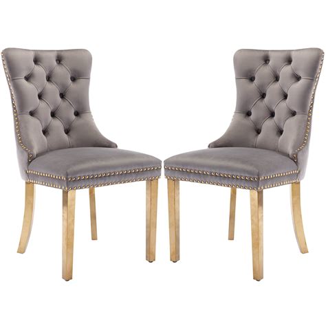 Btmway Upholstered Velvet Dining Chairs Set Of 2 Button Tufted Solid