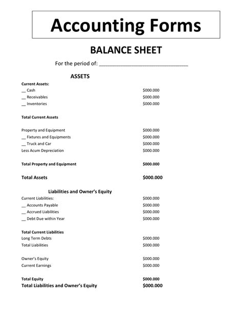 Balance Sheet Format Pdf