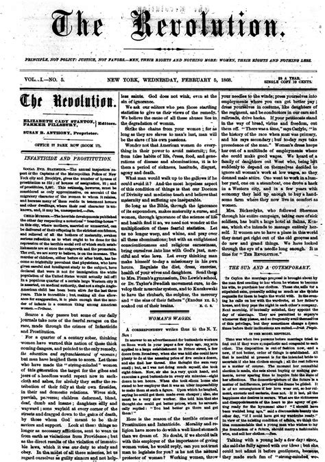 Susan B Anthonys Suffragewomens Rights Newspaper The Revolution