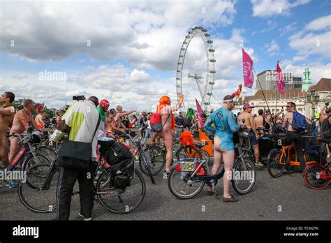 EDITOR S NOTE IMAGE CONTAINS NUDITY Naked People Ride Bikes During