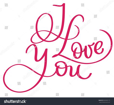 I Love You Red Vector Vintage Text Calligraphy Royalty Free Stock Vector 660402172