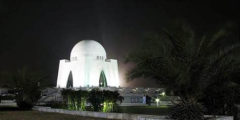 Night View Of The Tomb Of Quaid E Azam Mohammad Ali Jinnah In Karachi