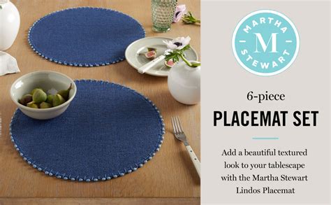 Martha Stewart Woven Water Resistant Lindos Placemat Set 6
