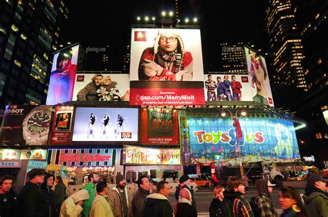 New York Times Square Advertising Billboards Winter Ads And Concert Line James R Anderson