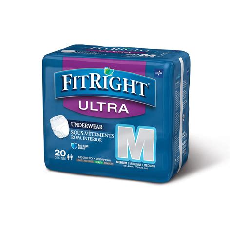Medline Fitright Ultra Protective Disposable Underwear Medium 20 Count